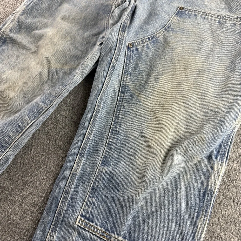 Vintage Faded Carhartt B73 DST Double Knee Dungaree Denim Jeans Men's 38x30 Y2K